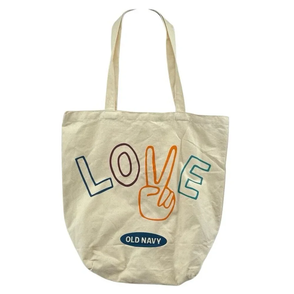 Old Navy Vintage LOVE Double Handle Canvas Tote Bag – Everyday Classic